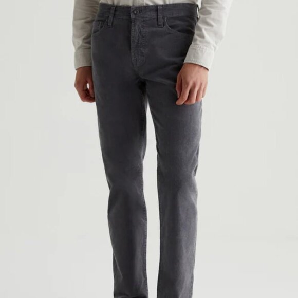 AG Adriano Goldschmied Everett Slim Straight Charcoal Corduroy Pants - Picture 1 of 9